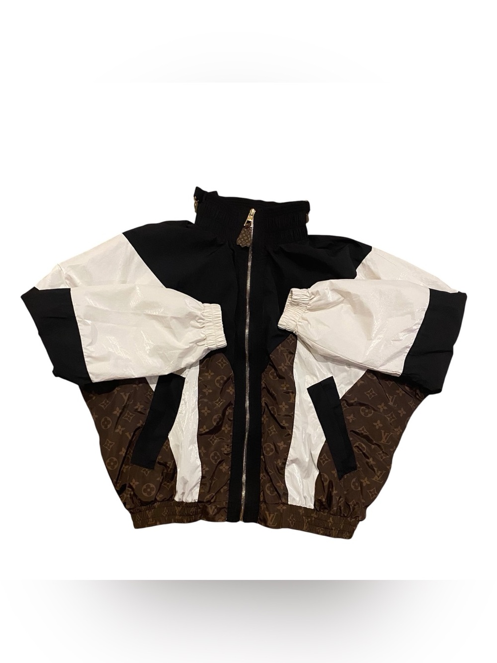 Louis Vuitton Brown Monogram Panel Bomber Jacket with Black & White Accents - Picture 4 of 7